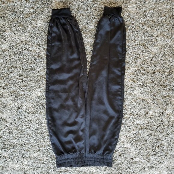 ACOA Black Satin Elastic Joggers Size Small - Picture 5 of 13